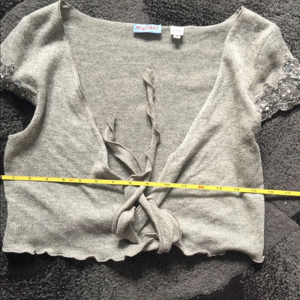 Cashmere and Silk Shoulder Shrug w Sequin Detail